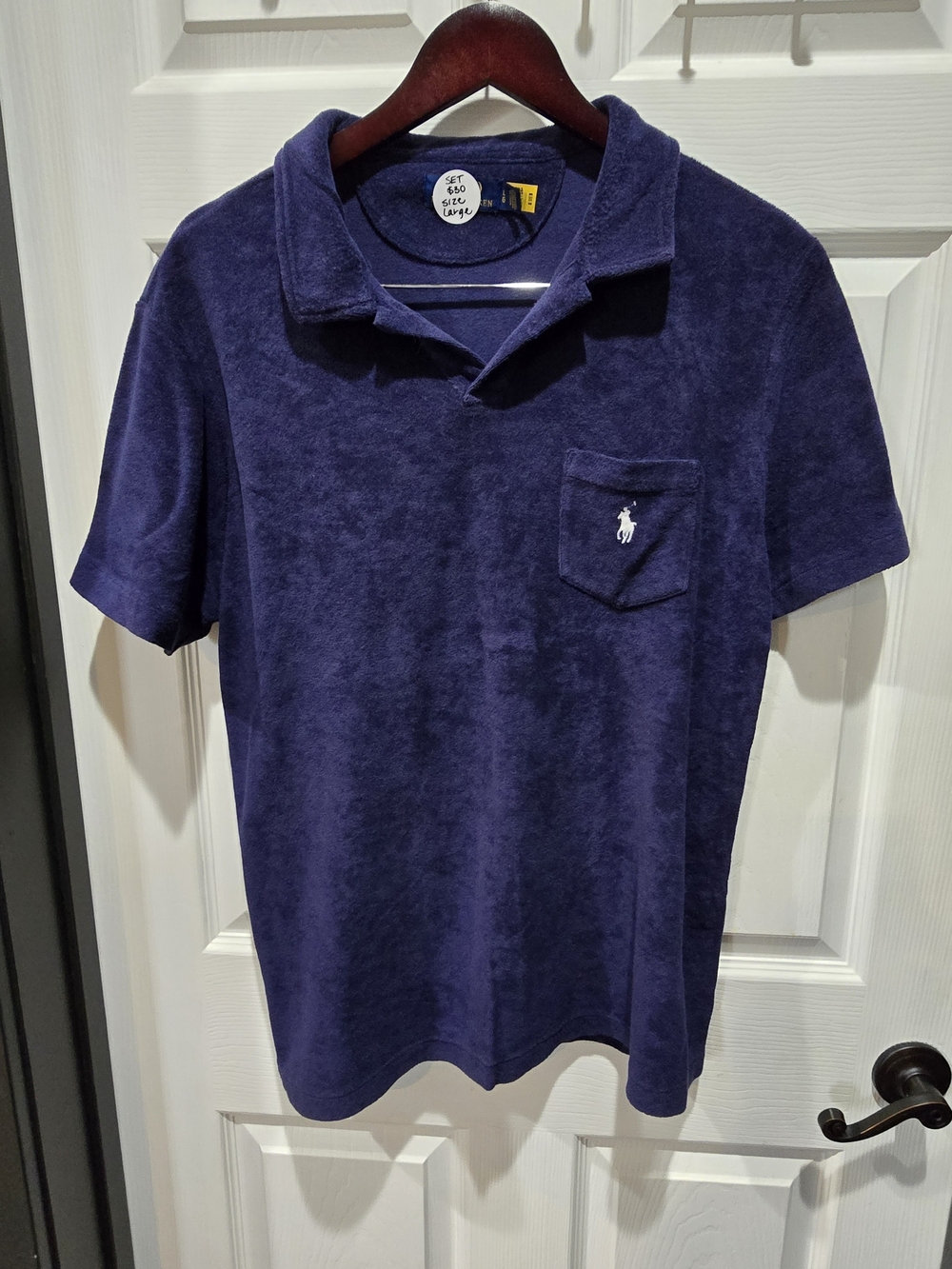 Polo by Ralph Lauren Men’s Dark Blue Terry Polo with Pocket